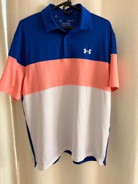 Colorblock Polo — Blue, Coral, White